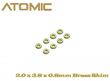 2.0 x 3.8 x 0.8mm Brass Shim (8 pcs)