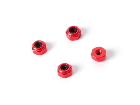 2mm Alu. Hex. Lock Nut - Pro Ver. (Red) - Click Image to Close