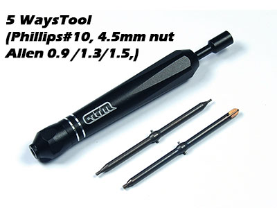 5 waysTool (Phillips#10, Allen 0.9 /1.3/1.5, 4.5mm nut)